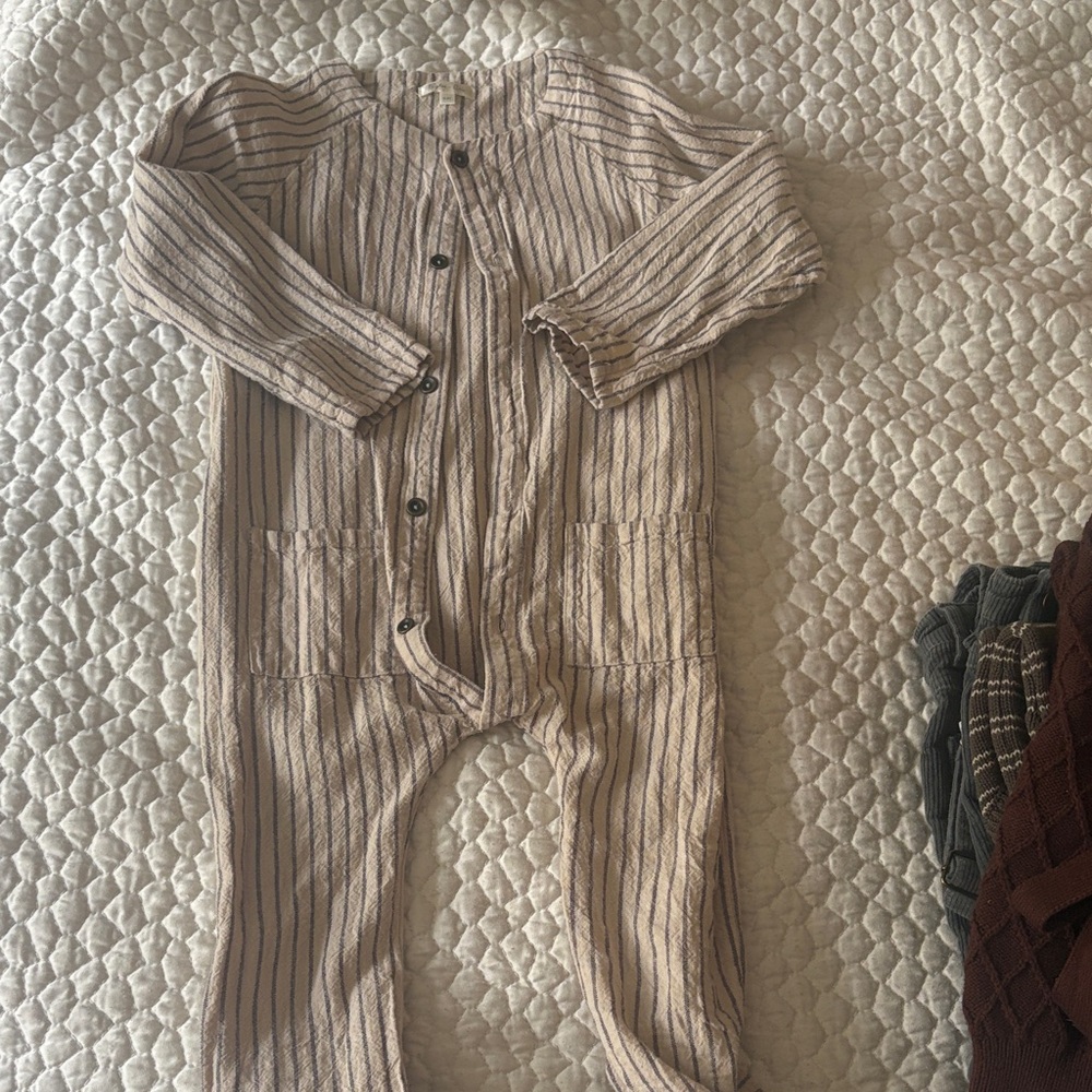 Rylee + Cru Neutral Beige Striped Top